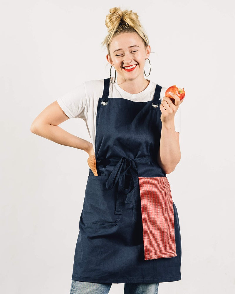 Caldo Crossback Kitchen Apron for Cooking (Navy) - Image 3
